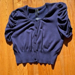 Navy puff sleeve sweater